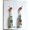Image 3 : Zuni Multi-Stone Inlay Sterling Silver Necklace & Earrings Set - Phyllis Lucio