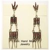 Image 1 : Zuni Coral Needlepoint Sterling Silver Post Earrings - Arlene Quam