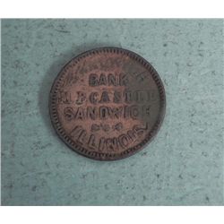 Civil War Store Card M.B. Castle Sandwich IL Bank