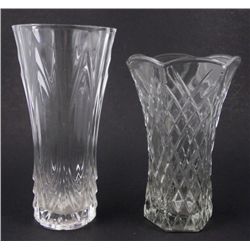 2 Crystal / Elegant Glass Large Flower Vases
