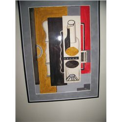 FERNAND LEGER UNTITLED ABSTRACT COMPOSITION, CUSTOM FRAMED 33T X 28W