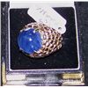 Image 1 : MENS 14K & SAPPHIRE RING TOTAL WEIGHT OF RING IS 18.5 GRAMS