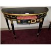 Image 2 : BLACK & GOLD HAND PAINTED HALF MOON ENTRY TABLE