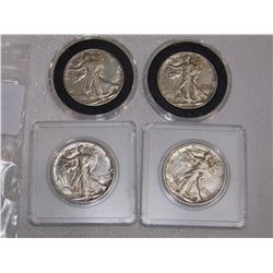 (4X$) CHOICE U.S WALKING LIBERTY HALVES, XF-AU CONDITION 1942-1947D