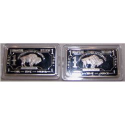 (2X$) GERMAN SILVER 1 OUNCE BISON BARS