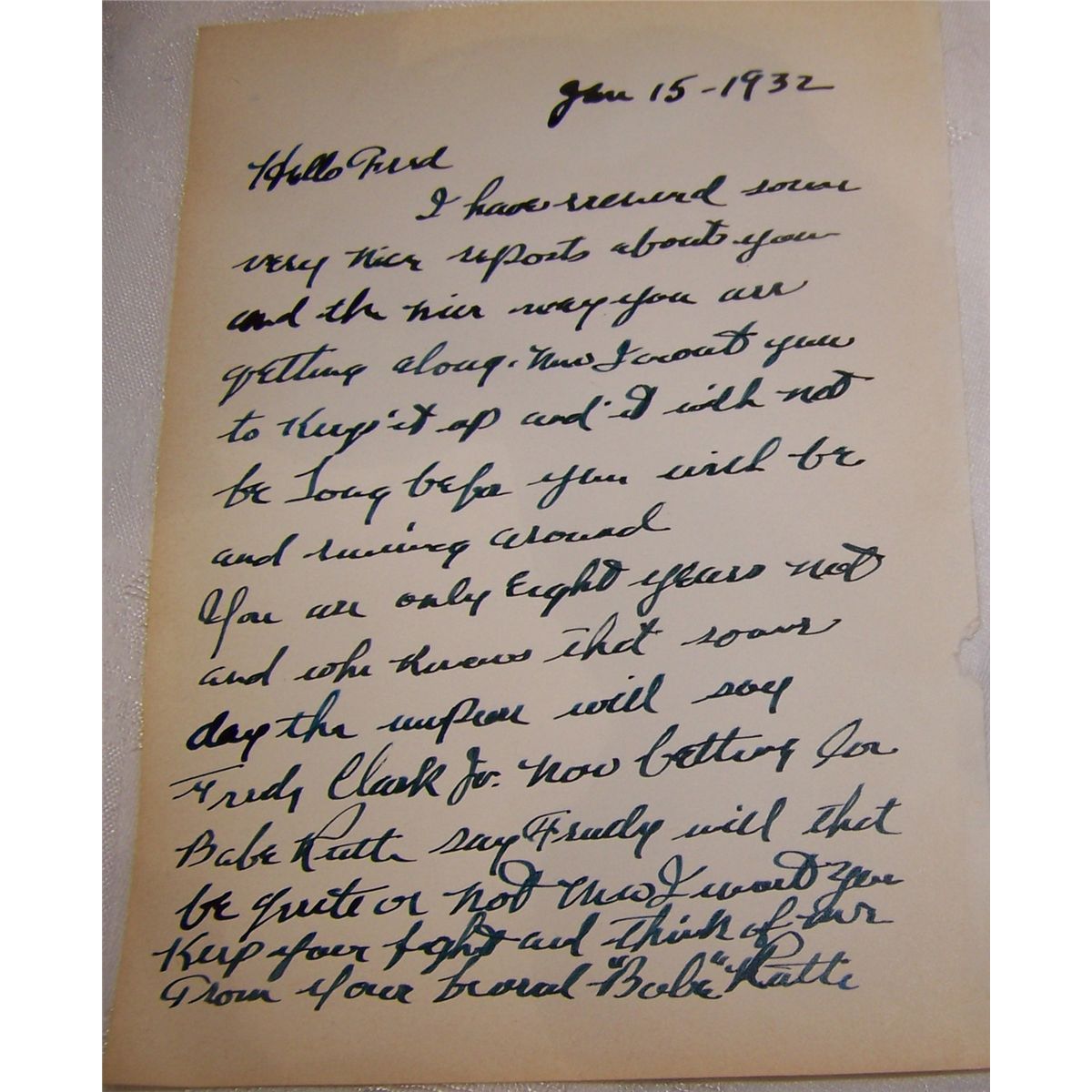 HISTORIC BABE RUTH HAND WRITTEN LETTER SIGNED.