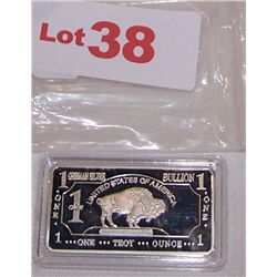 ONE OUNCE .999 SILVER " GERMAN BISON BAR"