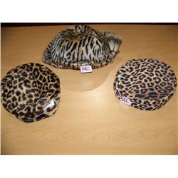 LOT OF THREE VINTAGE LADIES ANIMAL PRINT FINE HATS, AS SHOWN