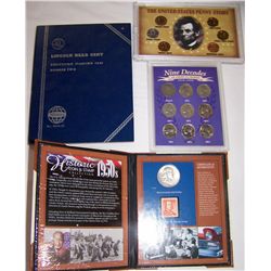 (4X$) U.S COIN SETS INCLU: U.S PENNY STORY, 9 DECADES OF NICKELS; LINCOLN HEAD CENT COLL.