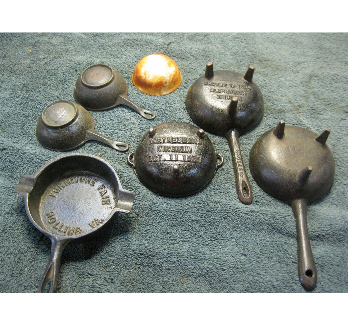 6 Misc. Vintage Small Melting Cast Iron Pots,
