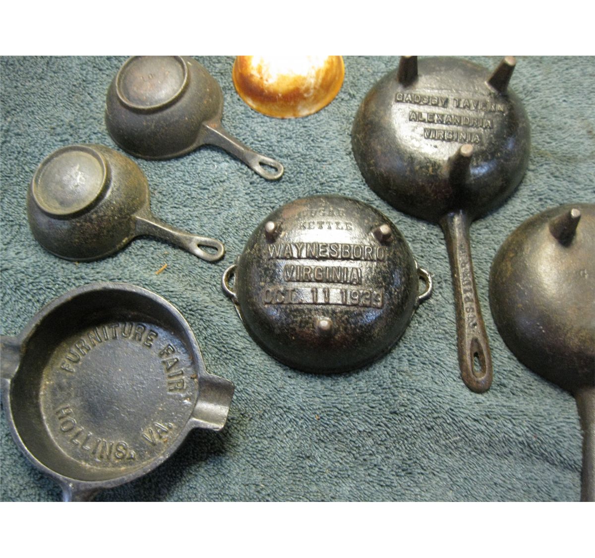 6 Misc. Vintage Small Melting Cast Iron Pots,