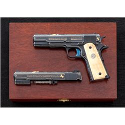 Eng'd/Gold Inlaid Colt Gov't Model & Conv. Kit