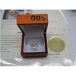 Emerald cut 3 stone citrine gemstone ring