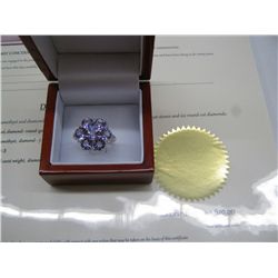 7 carat amethyst cocktail ring set with 7 diamonds