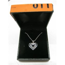 .925 sterling silver diamond heart pendant & chain