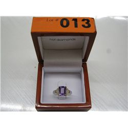 emerald cut amethyst ring set with 6 diamonds