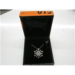 Solid silver snowflake pendant with diamond