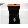 Image 1 : Solid silver snowflake pendant with diamond