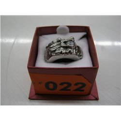 Man's dragon ring with zircon eyes & fire