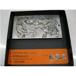 Antique phoenix & dragon bar with maker's stamp