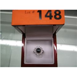 Black freshwater pearl & crystal ring