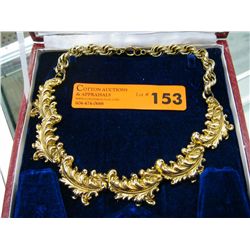 Estate necklace, stylized leaf design