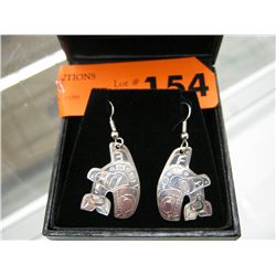 New earrings, First Nations Killer Whale design