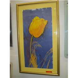 Framed picture of a yellow tulip