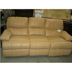 Beige leather reclining sofa