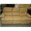 Image 1 : Beige leather reclining sofa