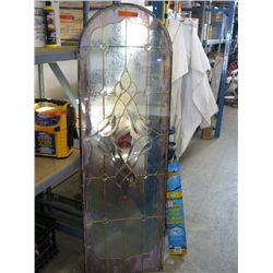 Coloured glass and brass door insert