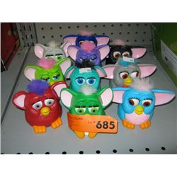 10 different coloured plastic Furbies