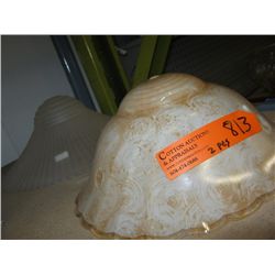 Two vintage ceiling light shades