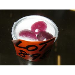 Tin display case with 3 x natural rubies
