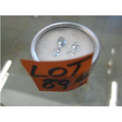 Tin display case with 4 x natural aquamarine