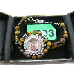 Tigers eye & crystal watch