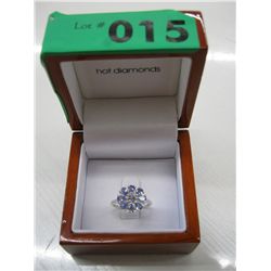 Sterling silver blue tanzanite cluster ring