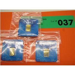 3x .999 Gold Bars