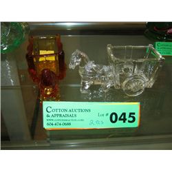 Two vintage  candy containers - horse & carriage
