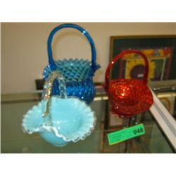 Three vintage glass baskets