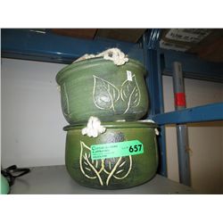 Two sets of 3 hanging planter pots