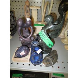 Seven pieces of carved African stone ware