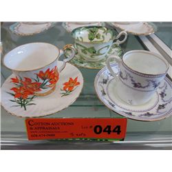 Two English china tea cups and saucers