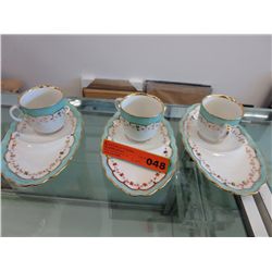 Three continental snackers (teacup and tray)
