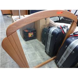 Wood framed mirror-slight fan shape
