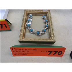 Silver and turquoise bracelet 7" long