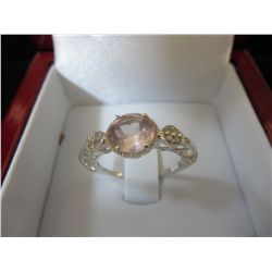 Bubble gum pink quartz & diamond ring