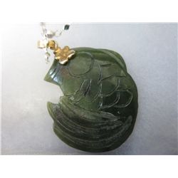 Chain with a hand carved jade koi pendant
