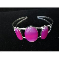 Sterling silver 19 gram pink onyx bangle
