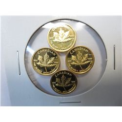 4x .999 silver maple leaf round, gold plated